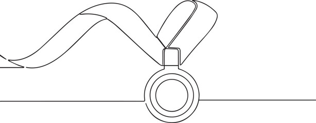 Medal with ribbon one continuous line art, Vector illustration, One line art, Line art graphic style