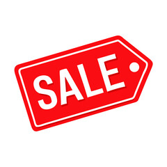 Red sale tag icon with bold text ‘SALE’, vector style, clean lines, ideal for ecommerce banners.