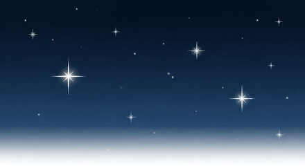 Sparkling starry night sky with a gradient of deep blue to light horizon, perfect for celestial themes and holiday magic