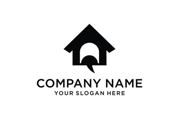 Minimalist House Speech Bubble Logo Design for Real Estate Communication