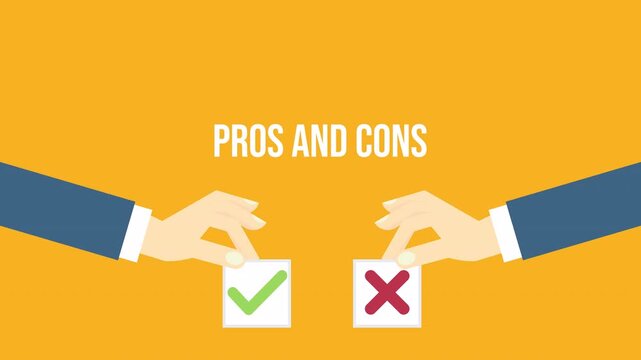 Pros and cons. Animated video of pros and cons, decision making process concept
