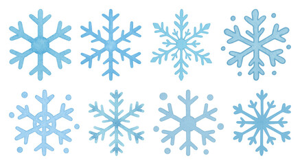 Fototapeta premium PNG Unique blue snowflake designs, element set on transparent background