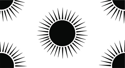 Fototapeta premium Radiant sunbursts create a bright, energetic pattern against a clean white background.