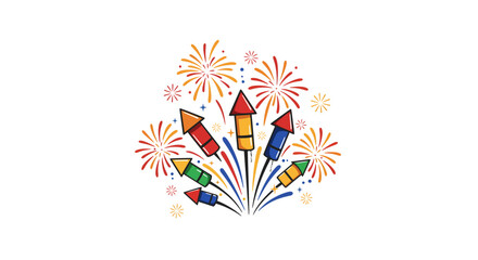 Colorful fireworks celebration with rocket burst for festive events and new year