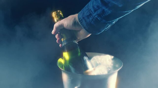 Champagne Bottle In Ice Picked Up 2 Shots