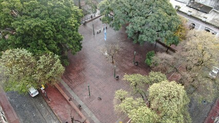 default
Wide shot of an empty street in downtown Buenos Aires, Argentina. The scene features tall...