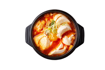 Korean dish Sundubu Jjigae in png file png 파일의 한국 요리 순두부찌개