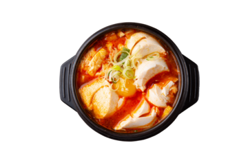 Korean dish Sundubu Jjigae in png file png 파일의 한국 요리 순두부찌개