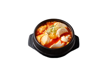 Korean dish Sundubu Jjigae in png file png 파일의 한국 요리 순두부찌개