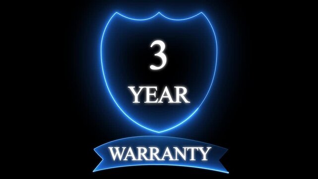 3 year warranty concept on the transparent background. Badges Design Animation Motion graphics of warranty idea.Warranty Stamp Imprint Seal Template. Round Rubber Stamp with ,Warranty- Stamp.4k video