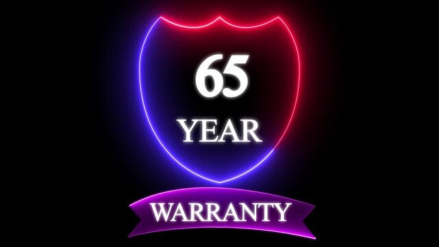 65 year warranty concept on the transparent background. Badges Design Animation Motion graphics of warranty idea.Warranty Stamp Imprint Seal Template. Round Rubber Stamp with ,Warranty- Stamp.4k video