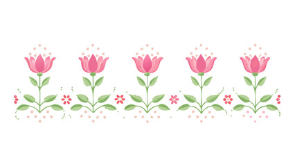 Naklejka premium Pink flower pattern floral design spring blossom nature art decoration botanical vector seamless background