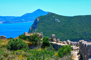 Paliokastro (altes Kastell) an der Bucht von Navarino bei Pylos, Messenien (Griechenland)