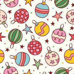 Retro Christmas Ornaments Pattern Christmas Background