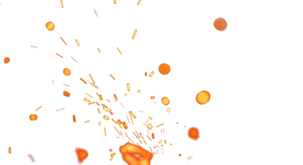 floating Glowing fire particles and ashes with bokeh isolated on dark background clean png