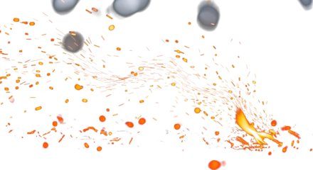 floating Glowing fire particles and ashes with bokeh isolated on dark background clean png