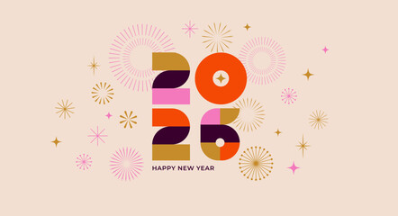 Colorful geometric New Year 2026 banner