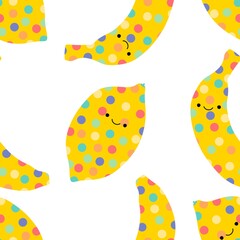 Summer fruit seamless banana pattern for fashion textiles and wrapping paper and kids and party wrapping paper