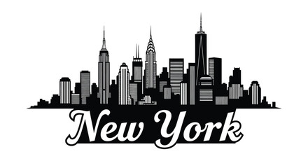 Obraz premium New York City Skyline Silhouette Vector Illustration with Typography