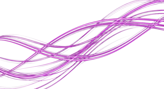 flowing magenta and violet neon lines curved light trails soft blur edges glowing ribbons of energy clean png