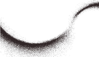Dark speckled curve on white background abstract black
