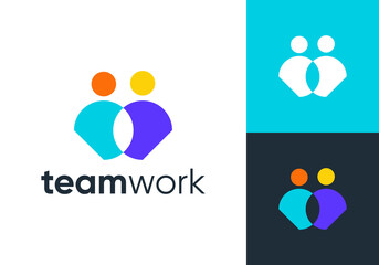 partner job logo design. simple creative work people icon vector concept	
