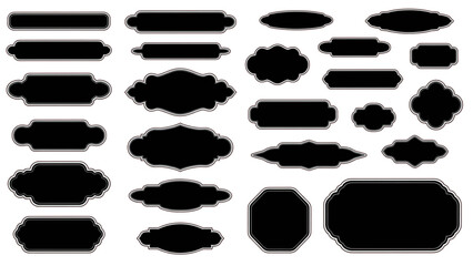 Decorative frames vector set various shapes for graphic design elements label banner sticker badge tag collection