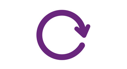 Simple purple circular arrow icon on a clean white background, representing refresh or repeat.