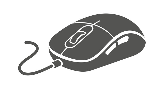 Modern computer mouse with scroll wheel and buttons, isolated on white background