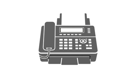 Retro fax machine icon on white background, symbolizing communication and technology.