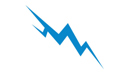 Dynamic blue lightning bolt symbolizing power and energy on a white background.