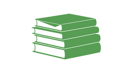 Stack of four green hardback books on a white background, representing knowledge and learning