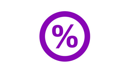 Purple percentage symbol inside a circle, representing discounts or sales