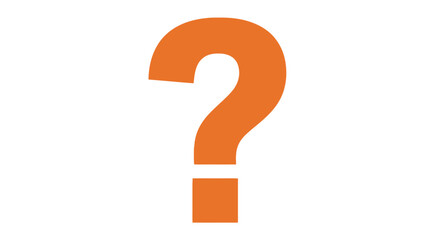 Bold orange question mark symbol on a clean white background, representing inquiry and curiosity