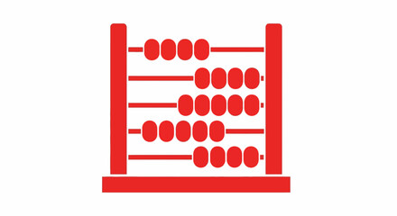 Simple red abacus for counting and calculation on a clean white background