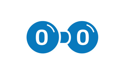 Simple blue icon representing oxygen molecule, symbolizing science and chemistry