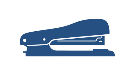 Simple blue stapler icon on a white background, representing office supplies and organization.