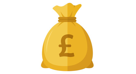 Golden money bag with British pound symbol, representing wealth and financial success