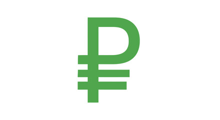 Green Russian Ruble currency symbol on a clean white background, representing financial concepts.