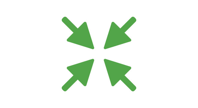 Four green arrows pointing inward towards a central focus point, symbolizing convergence and concentration.