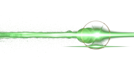 glowing horizontal green light beam with radiant lens flare and shine. Futuristic energy line flash with shimmer speed and neon highlight. clean png