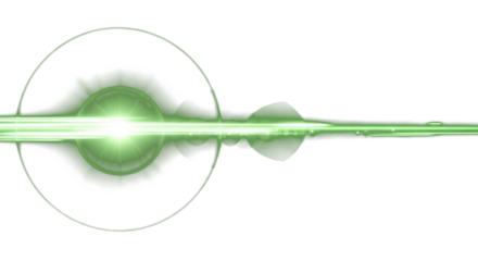 glowing horizontal green light beam with radiant lens flare and shine. Futuristic energy line flash with shimmer speed and neon highlight. clean png
