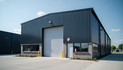 Fototapeta premium Metal Roller Shutter System for Secure Industrial Facility Entrance
