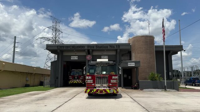 Orlando, Florida, USA, June 19, 2025: SLOW - City of Orlando Fire Station No. 10 - Nothin' But a Thing. Station 10 covers Universal Orlando, Wet and Wild, and portions of I-4 and the Florida Turnpike.