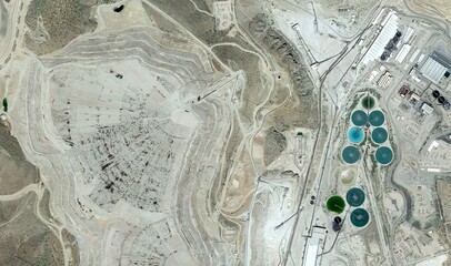 Morenci Copper Mine, Arizona, USA: High-Resolution Aerial View of Massive Open-Pit Mining and...