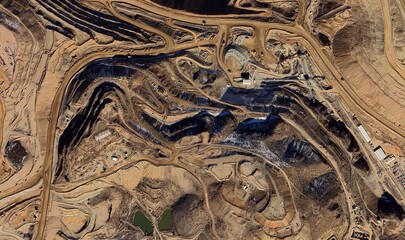 Morenci Copper Mine, Arizona, USA: High-Resolution Aerial View of Massive Open-Pit Mining and...