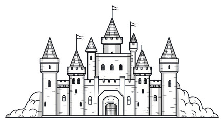 Obraz premium PNG Castle sketch architecture building.
