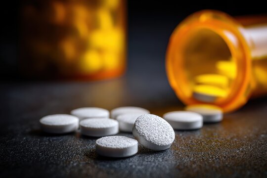 Close-Up of Hydrocodone Opioid Tablets: A Look at Pills and Their Role in the Addiction Epidemic