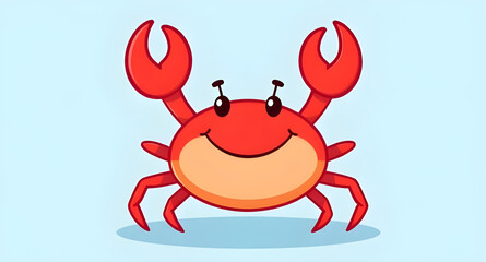 red, crab, cartoon, character, vector, illustration, sea, ocean, marine, crustacean, cute, funny, playful, animal, wildlife, aquatic, beach, seaside, claw, shell, minimal, flat, line, outline, graphic