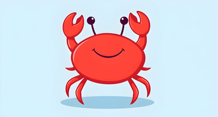 red, crab, cartoon, character, vector, illustration, sea, ocean, marine, crustacean, cute, funny, playful, animal, wildlife, aquatic, beach, seaside, claw, shell, minimal, flat, line, outline, graphic